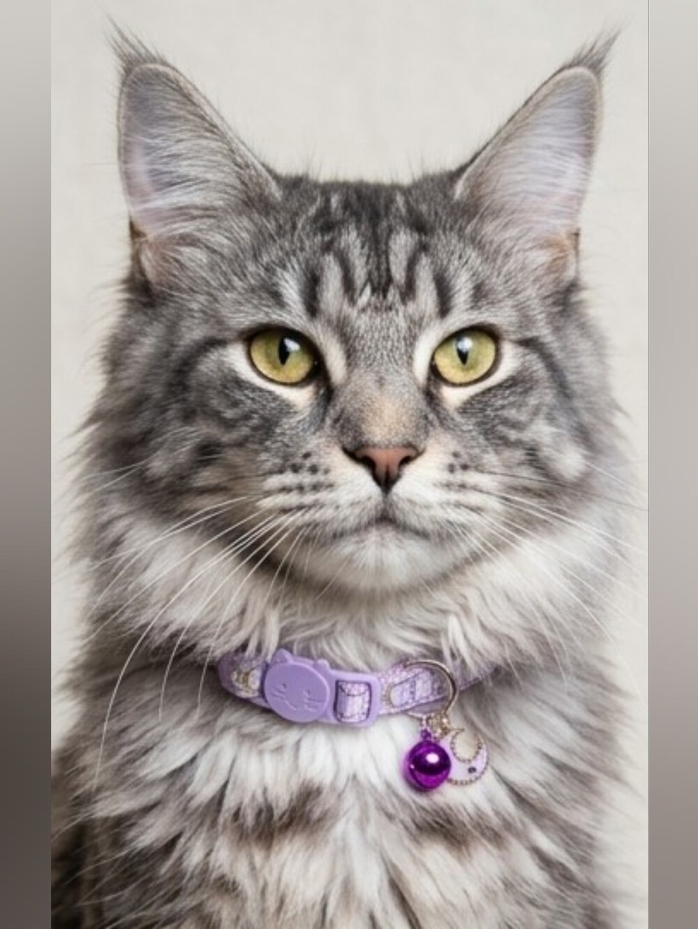 Lavender NWOT Breakaway Adult Cat Collar with Bell and Moon Charm 8in-12in